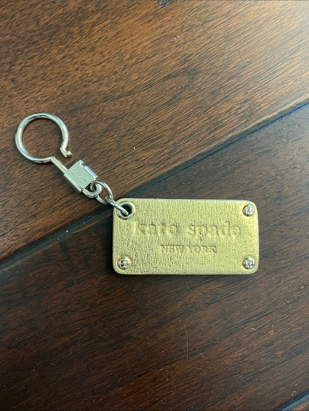 kate spade Gold Logo Leather Keychain